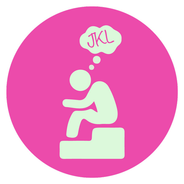 Just Keep Learning, JKL, Thinker, Logo, Pink, Statue